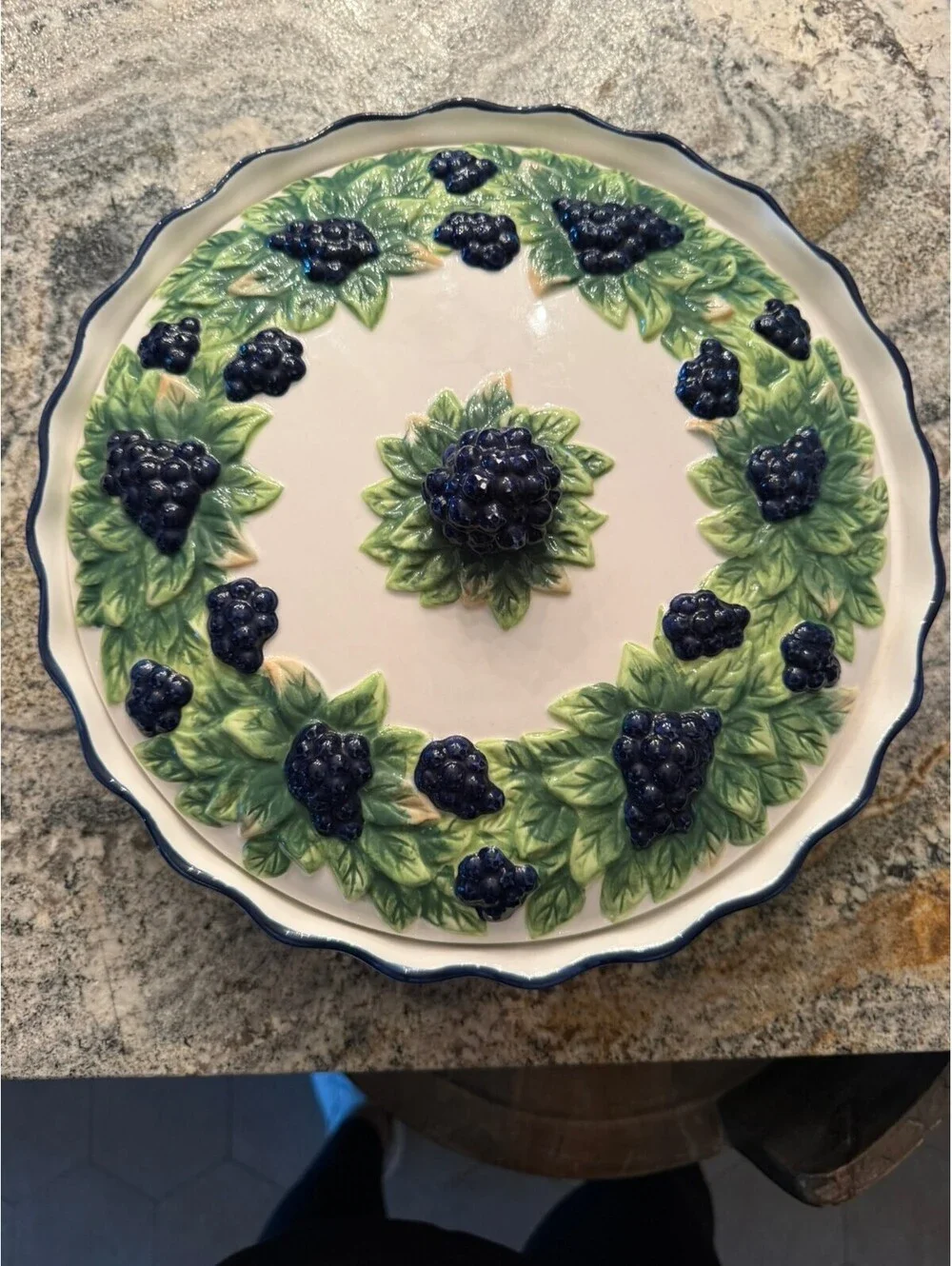 Ceramic Decorative Plate with Blackberry and Leaf Motif, Style-Eyes by Baum Bros
